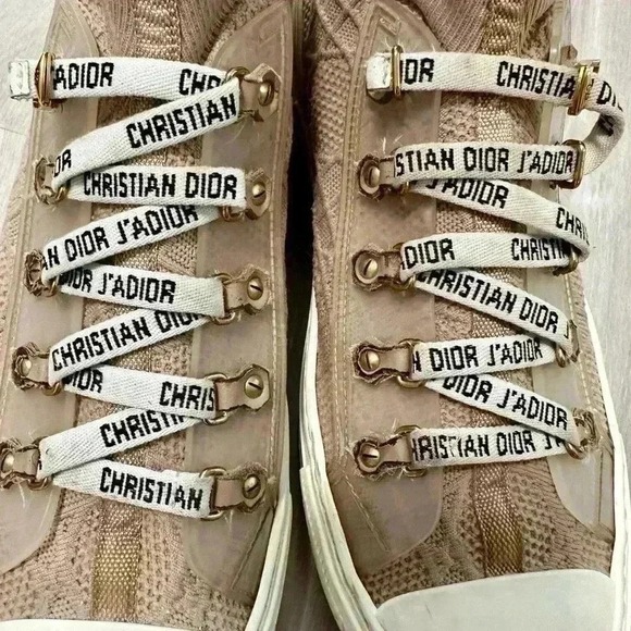 Christian Dior Walk'n'Dior Sneakers Women‎ 40-9 Nude Good Knit High Top J'Adior - Picture 13 of 16